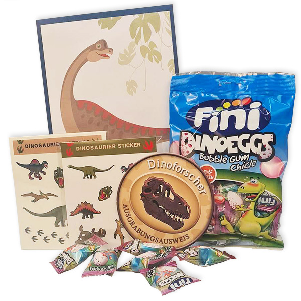 Dinosaurier Geschenkset, 5-tlg. mit Sticker, Tattoos uvm. von Geburtstagsfee