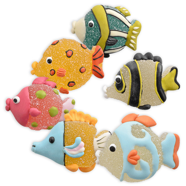 Fische Zuckerfiguren Set, 6 Stück aus Zucker & Gelee von Geburtstagsfee