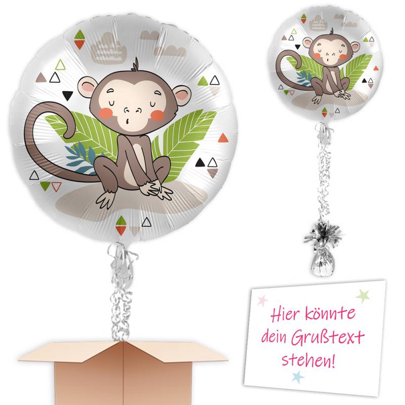 Folienballon Süßer Affe als Ballongeschenk, Ø 34cm von Geburtstagsfee