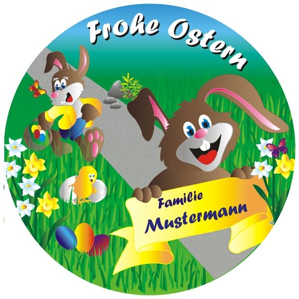 Frohes Osterfest Tortenaufleger mit Familienname – rund, E14 von Geburtstagsfee