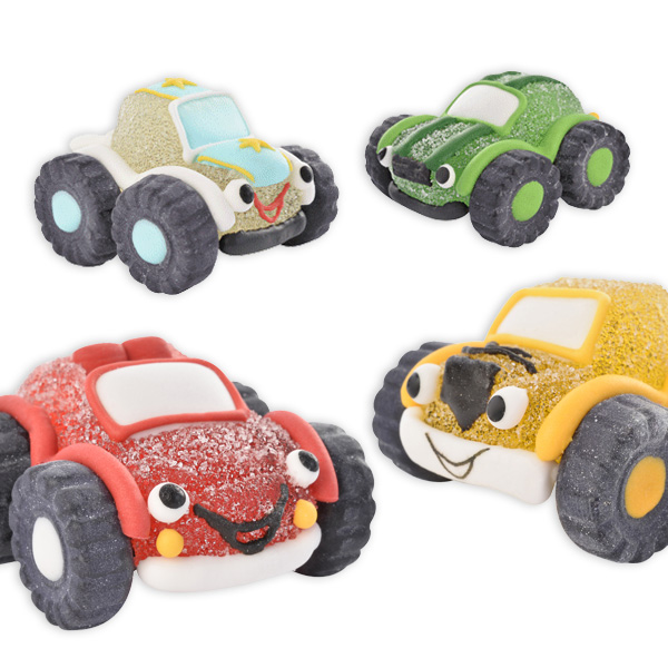 Geländewagen Zuckerfiguren Set, 4 Stück aus Zucker & Gelee von Geburtstagsfee