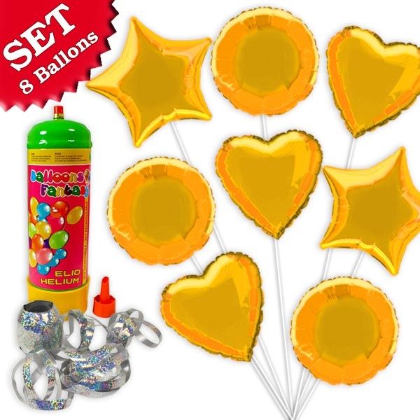 Helium Ballongas Set Gold, 10tlg von Geburtstagsfee