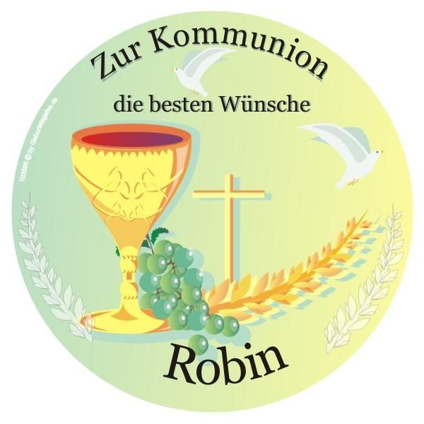 Kommunion Tortenaufleger mit Vornamen – rund, E14 von Geburtstagsfee