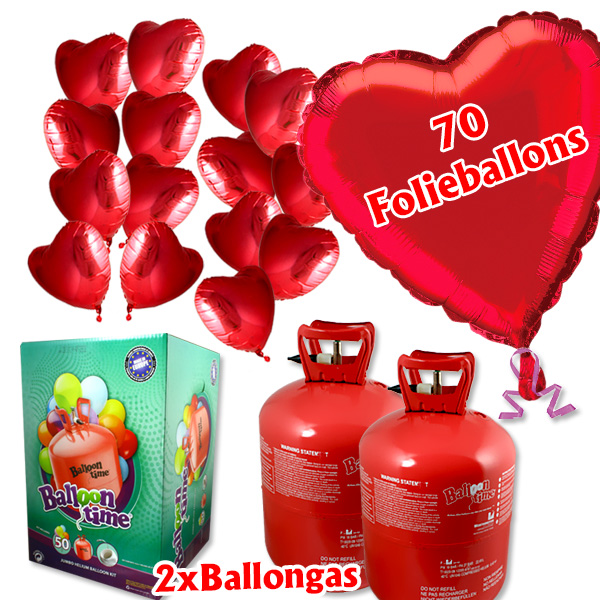 Love Ballongas-Set Love mit 70 Herzballons von Geburtstagsfee