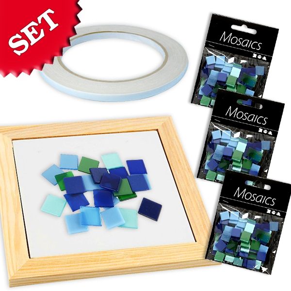 Mosaik Bastelset Blau-Mix, blaue Mosaiksteine zum Basteln im Set von Geburtstagsfee