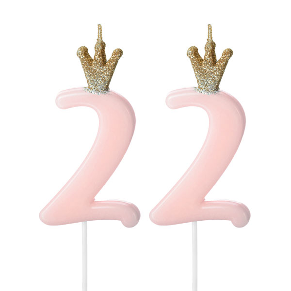 Zahlenkerzen-Set zum 22. Geburtstag in rosa von Geburtstagsfee