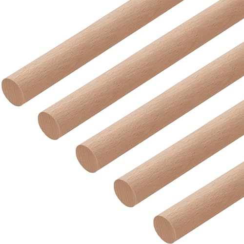 Gedotec Holzstange 2m Buche massiv, 5x Buchen-Rundstab glatt 30 x 2000 mm, Natur Holzstäbe aus nachhaltigem Buchenholz, Premium Rundstab aus Massiv-Holz rund von Gedotec