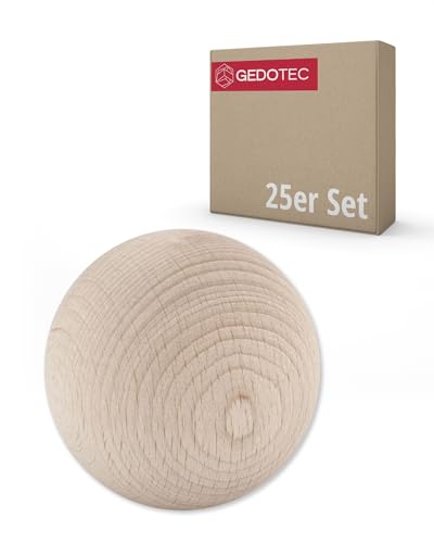 Gedotec Holzkugeln aus Buche | 25 Stück | Holzbälle feingeschliffen | Durchmesser 30 mm | Kugeln ohne Loch | Holzperlen zum Basteln und Verzieren | Holzperlen ohne Chemie | Holzkugel Natur | Perlen von Gedotec