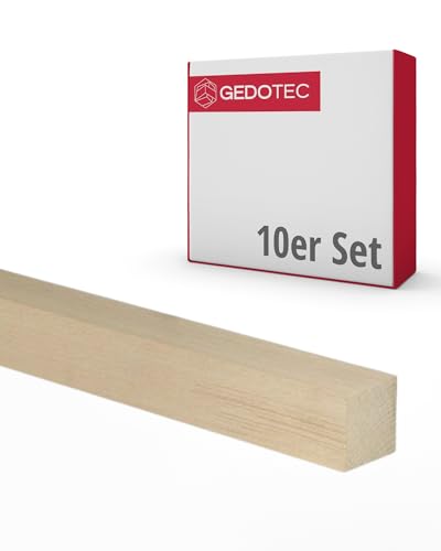 Gedotec Holzleisten zum basteln - Holzbretter zum bauen aus Buchen-Holz 95 cm | 10 Stück 20x20x950 mm | BASIC | vielseitiges Holz zum Basteln und Bauen von verschiedenen Objekten | Fensterbank Holz von Gedotec