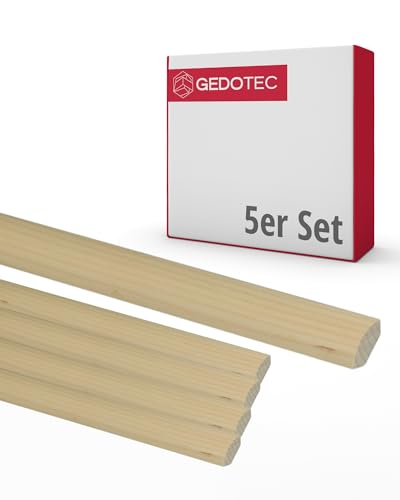 Gedotec Viertelrundstab - Holzbretter zum bauen und basteln aus Nadel-Holz 100 cm | 5 Stück 14x14 mm | BASIC | vielseitige Zierleiste und Holz zum Basteln von verschiedenen Objekten | Holzleisten von Gedotec