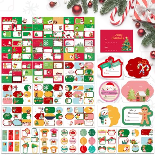 Aufkleber Weihnachten,GeeRic 288 PCs Weihnachtssticker Weihnachtsaufkleber Selbstklebend Geschenketiketten Weihnachten Sticker Deko Aufkleber für Weihnachtskarten Geschenktaschen Papiertüten von GeeRic