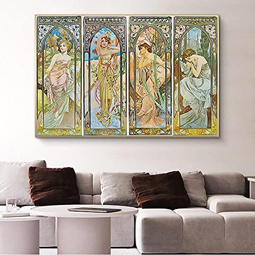 Alphonse Mucha Die Tageszeiten﹣ DIY 5D Diamond Painting Kits - Kreuzstichmalerei Für Wanddekorationsgeschenke Ohne Rahmen von Geelrivierr