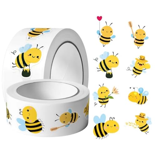 Gehanico Biene Aufkleber Biene Belohnungsaufkleber | Niedlich Biene Aufkleber Bienen Stickers Kleine Bienen Aufkleber Biene Aufkleber Rolle Bee Sticker Wasserfest Aufkleber Biene (1000 STK) von Gehanico