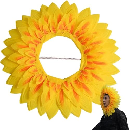 Gehanico Lustige Sonnenblumen-Kopfbedeckung, Sonnenblumenkostüm, Hut für Kinder, lustige Performance-Requisiten, Sonnenblumenhut für Tanzparty, Festival, Kinder-Performance-Zubehör (gelb) von Gehanico