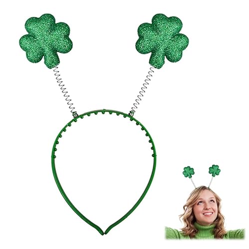 Gehanico Patrick's Day Kleeblatt Stirnband Kleeblatt Kopf Boppers Fasching Haarschmuck mit Ohrringen Grün Glitzer Irische Party Kostüm Stirnband St Patrick's Haarschmuck (Kopfbedeckung) von Gehanico