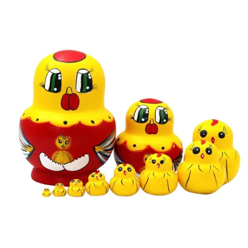 Gehanico Russische Matroschka-Puppen-Spielzeug-Set Nistpuppen Russische Matroschka-Puppen Für Kinder Tischdekoration Für Schränke Wohnzimmer Bücherregale Büros (Huhn) von Gehanico