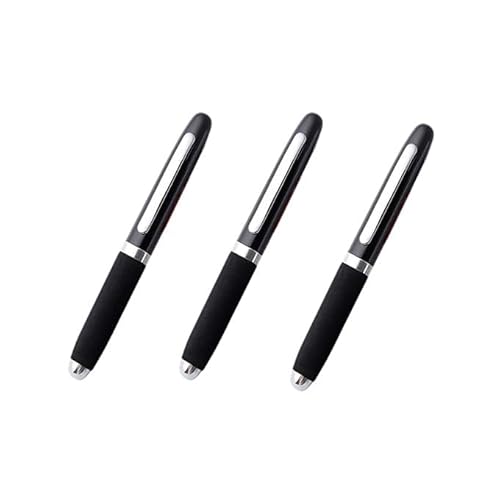 Kugelschreiber Kurz Parabolhe Mini-Kugelschreiber Schwarz Hochwertig Ergonomische Kugelschreiber mit Touchpen Kuli Metall Kugelschreiber Set für Büro und Haushalt (3*Schwarz) von Gehanico