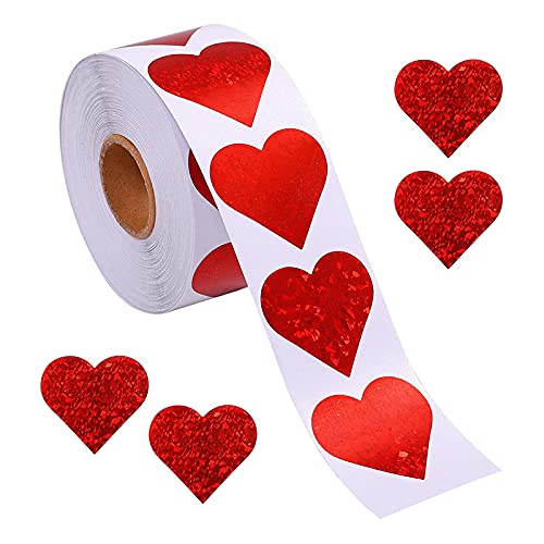 RotHerz Aufkleber Back Aufkleber 2.5cm 500 Stk Herz Muster Aufkleber Etiketten Rolle Valentinstag Herz Paket Versiegelung,Dating Hochzeit Geschenktüten (Rot) von Gehanico