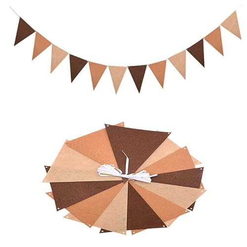 Wimpelkette Girlande Party Dekoration Wimpelkette Girlande Stoff Bunte Stoffgirlande Baumwolle Wimpel mit 12 Stück Stoff Wimpeln aus Filz 2,5m (1 Pcs) von Gehanico