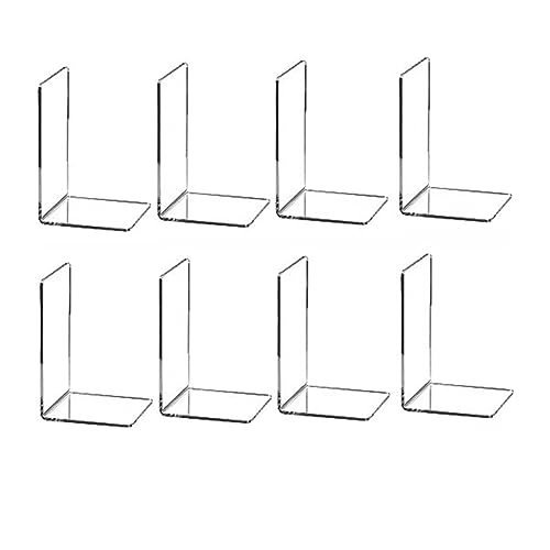 Geieold 8 STK. Buchstützen Bücherregal Transparente L-Förmige Buchstütze Bilderbuchalbum Fachplatten Aufbewahrung Büroklammer von Geieold