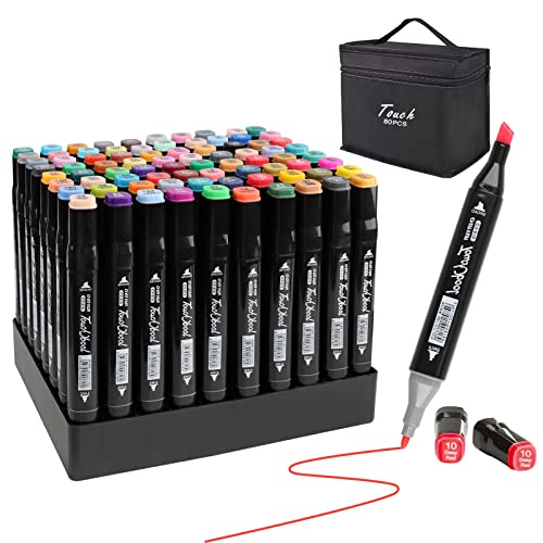 Gelanty Graphic Marker Pen 80 Farben, Permanent Marker Stifte Set Kunstler Sketch Marker Dual Tip Art Marker Set für Design, Zeichnen, Graffiti, Erwachsene Färben, Manga (80 Farbe) von Gelanty