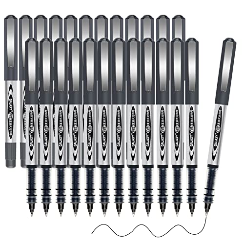 Gelanty Rollerball Pens, Tintenroller, 24 Stück schwarze Flüssigtinte Kugelschreiber Gel Schnelltrocknend für Zuhause, Schule, Büro, Schreiben, Zeichnen, Kunstwerk von Gelanty