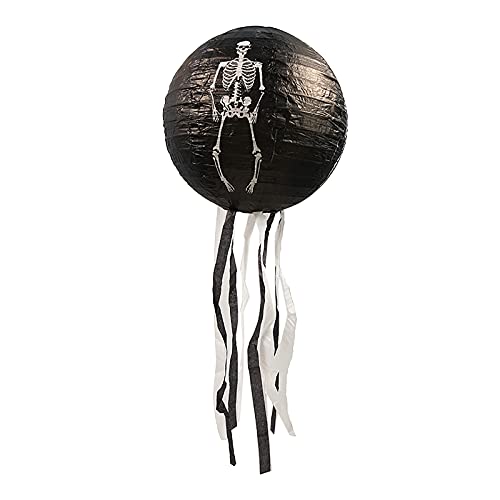 Gelb&Schwarz Bart Anhänger Halloween Gürtel Papier Skelett Faltbare Fledermaus Requisiten Home Decor Schwimmende Ballons mit Lichtern (B, Einheitsgröße) von Gelb&Schwarz