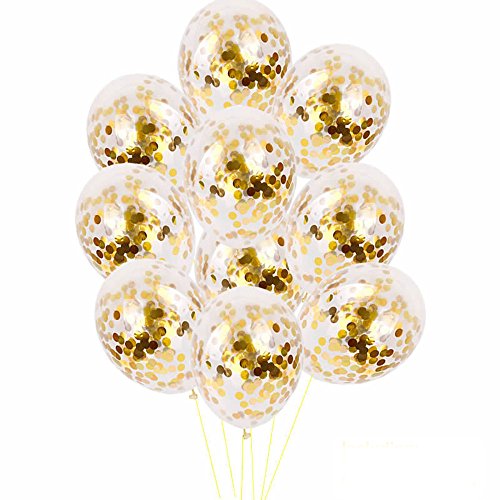 Gelb&Schwarz Geburtstagsdeko 10pcs 30.5 cm Folienlatex Konfetti Ballon Set Hochzeit Geburtstag Luftballons Girlande (Gold, Einheitsgröße) von Gelb&Schwarz