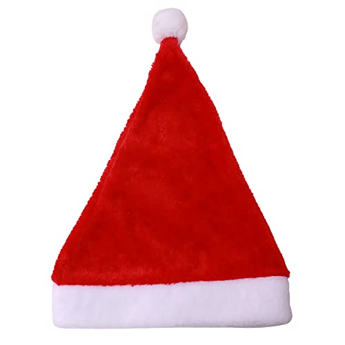 Gelb&Schwarz Rote Weihnachtsmütze, kurzer Plüsch mit weißen Bündchen, Plüschstoff, Weihnachtsmannmütze für Weihnachten, Verkleidungspartys und Feiertagsveranstaltungen, Partygeschenke, Erwachsene (A, von Gelb&Schwarz