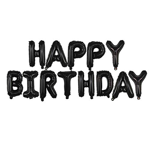 Happy Birthday Luftballons, zum Aufblasen von 16 Selbst-Wimpelbuchstaben, Folienbanner Zoll, Geburtstagsdekoration, Hängt Brunch Dekorationen für Frauen (A, Einheitsgröße) von Gelb&Schwarz
