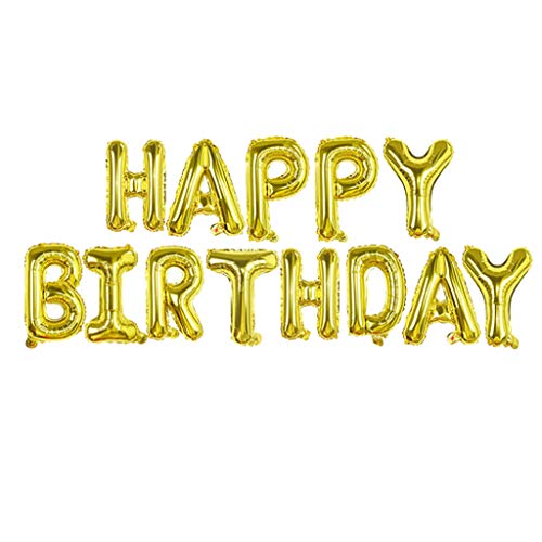 Happy Birthday Luftballons, zum Aufblasen von 16 Selbst-Wimpelbuchstaben, Folienbanner Zoll, Geburtstagsdekoration, Hängt Brunch Dekorationen für Frauen (J, Einheitsgröße) von Gelb&Schwarz