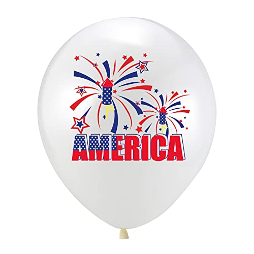 Weiße Luftballons zum 4. Juli, Unabhängigkeitstag, Party-Dekorationen, 10 Stück, USA-Dekoration, Luftballons, Banner für Gedenktag, Veteranentag, Dekoration, Ostern, Folienballons (rot, Einheitsgröße) von Gelb&Schwarz