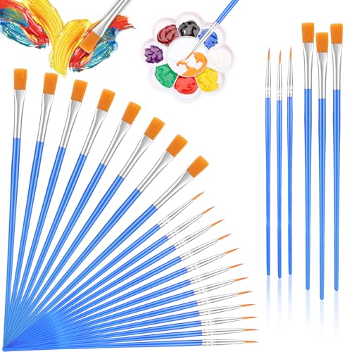 Gelewuld Pinselset, 60 Stück Pinsel Acrylfarbe Nylon Pinsel Set, Breite Pinsel Klein und Runde Künstlerpinsel für Aquarellpinsel, Feine Pinsel von Acrylpinsel Anfänger Kinder von Gelewuld