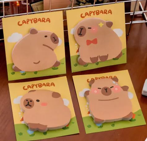 Capybara Haftnotizen, Kawaii Shy Little Capybara, selbstklebende Blöcke, niedliche Memo-Notizen, 8 Packungen mit 30 Blatt/Packung, Büro, Schule, Studienbedarf für Studenten, Lehrer, Kinder, Frauen, von Geluode