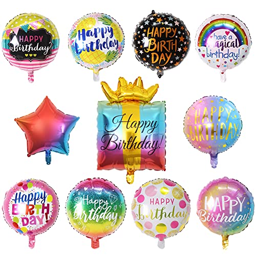 Luftballons Geburtstag Bunt,25 Stück Gradient Rose Gold Pink Helium Ballons,18 Zoll Happy Birthday Geschenkbox Stern Runde Folienballons Für Mädchen Frauen Jungen Mann Kindergeburtstag Party Deko von Geluode