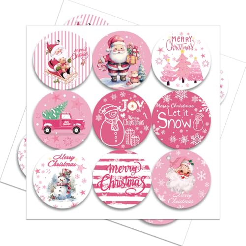 Weihnachtssticker,Aufkleber Frohe Weihnachten Rosa 180 Stück, Etiketten Weihnachten Selbstklebend Weihnachtsaufkleber Für Frohe Weihnachten Scrapbook Geschenkanhänger Grußkarte Umschläge Dekor von Geluode