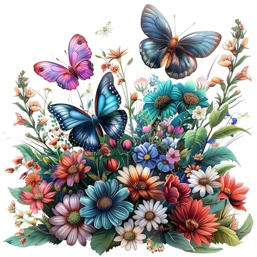 Gemartmall Blume Diamond Painting Erwachsene-Diy Set Erwachsene Diamond Painting,Schmetterling Diamond Painting als Geschenk Oder als Wanddekoration Zu Hause Verwendet Werden (30x30CM) von Gemartmall