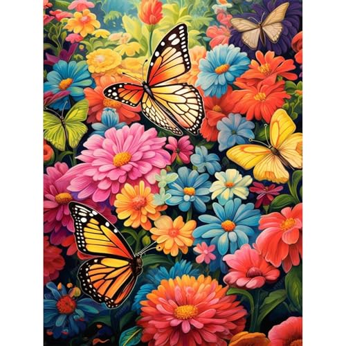 Gemartmall Blume Diamond Painting Erwachsene-Schmetterling Diamant Painting Bilder,Blume 5d Diamond Painting Set Erwachsene Arts Craft für Home Wand Decor 30x40cm von Gemartmall