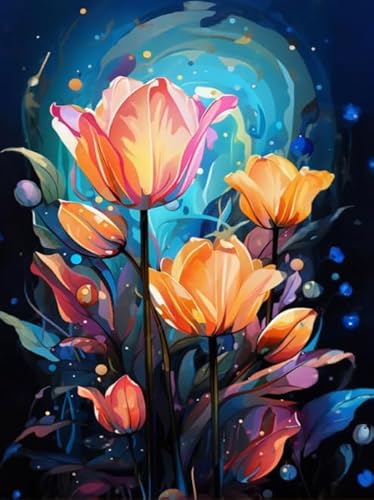 Gemartmall Diamond Painting Erwachsene Set Blumen,Diamant Painting Bilder Erwachsene Blumen,Diy Blumen Diamont Painting als Zuhause Wanddekoration und Geschenk(30x40 cm) von Gemartmall