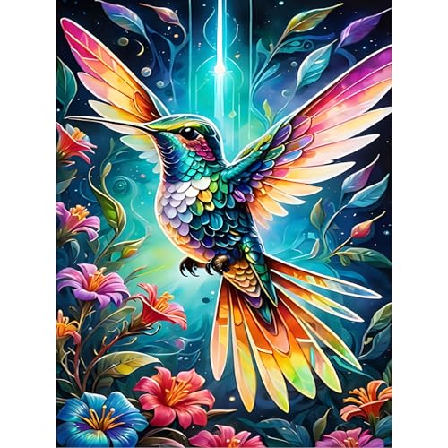 Gemartmall Kolibri Diamond Painting Erwachsene-Diy Set Erwachsene Diamond Painting,Kolibri Diamond Painting als Geschenk Oder als Wanddekoration Zu Hause Verwendet Werden (30x40CM) von Gemartmall