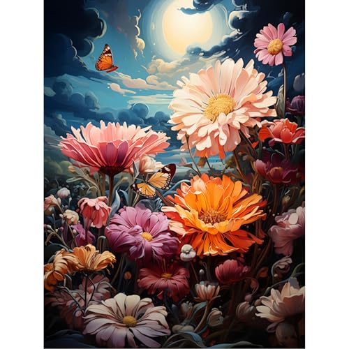 Gemartmall Schmetterling Diamond Painting Erwachsene-Diy Set Erwachsene Diamond Painting,Blume Diamond Painting als Geschenk Oder als Wanddekoration Zu Hause Verwendet Werden (30x40CM) von Gemartmall