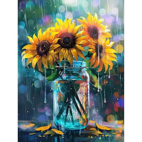 Gemartmall Sonnenblume Malen Nach Zahlen Erwachsene-Blume Malen Nach Zahlen für Erwachsene,Anlage Acrylfarbe Malen Nach Zahlen Erwachsene Set zur Geschenk und Heimdekoration (30x40cm) von Gemartmall