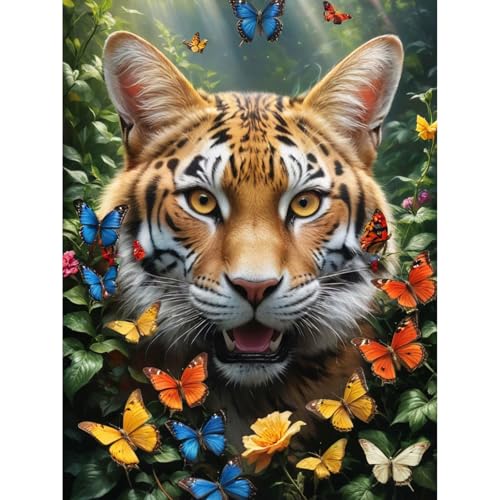 Gemartmall Tiger Diamond Painting Erwachsene-Tier Diamant Painting Bilder,Tiger 5d Diamond Painting Set Erwachsene Arts Craft für Home Wand Decor 30x40cm von Gemartmall