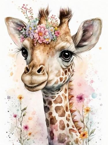 Malen nach Zahlen Giraffe-Malen nach Zahlen Erwachsene Giraffe, Tiere Ölgemälde als Geschenk für Home Wand Décor (30 x 40 cm) von Gemartmall