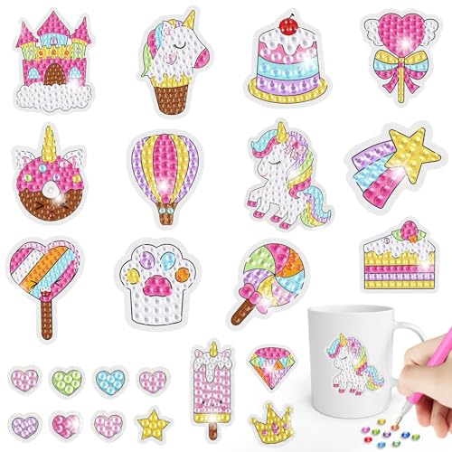 Gemi Diamond Painting Kinder Einhorn,Diamond Painting Einhorn Kinder,5D Diamond Painting Für Kinder 20 Pcs Einhorn Diamond Painting Sticker von Gemi