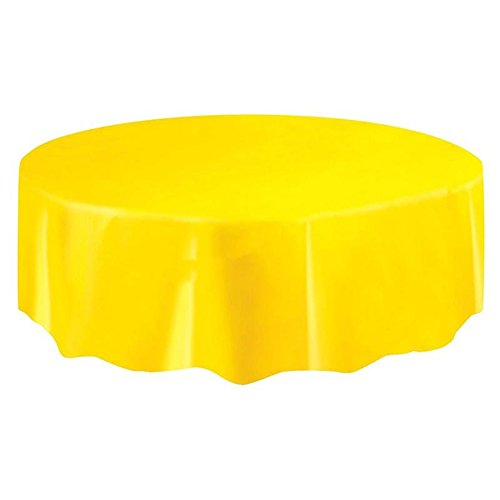 Gemini_mall® Runde gelbe Kunststoff-Tischdecke, Einweg-Party-Tischdecke, 2,1 m (gelb) von Gemini_mall