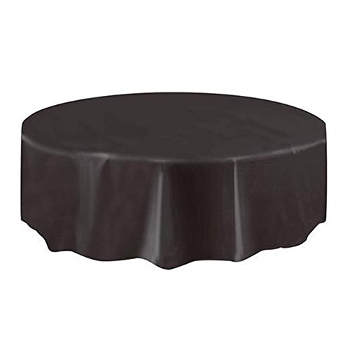 Gemini_mall® Runde schwarze Kunststoff-Tischdecke, Einweg-Party-Tischdecke, 2,1 m (schwarz) von Gemini_mall