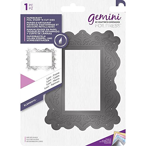 Gemini FOILPRESS-Folienstempel 'N' Cut Metall-Stanzformen-Set Elemente-Lyon-Rahmen, Silber, Einheitsgröße von Gemini