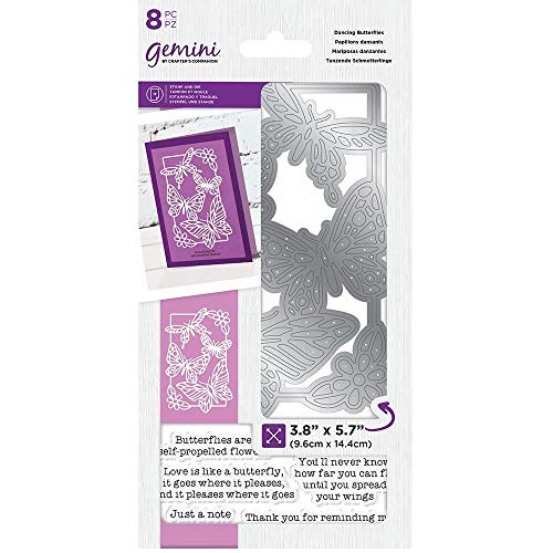 Gemini GEM-STD-DBU Acryl Stempel & Stanzwerkzeug Set-Tanzende Schmetterlinge, Silber, Einheitsgröße von Gemini