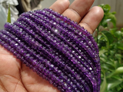 4 mm Facettiert AAA Natur Afrikanischer Amethyst Rondelle Perlen Strand, 33 cm lang Strand von GemsBazar